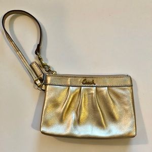 Coach wristlet gold leather